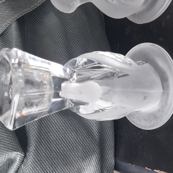 Vintage crystal swan partlite candle sticks - Picture 2 of 3